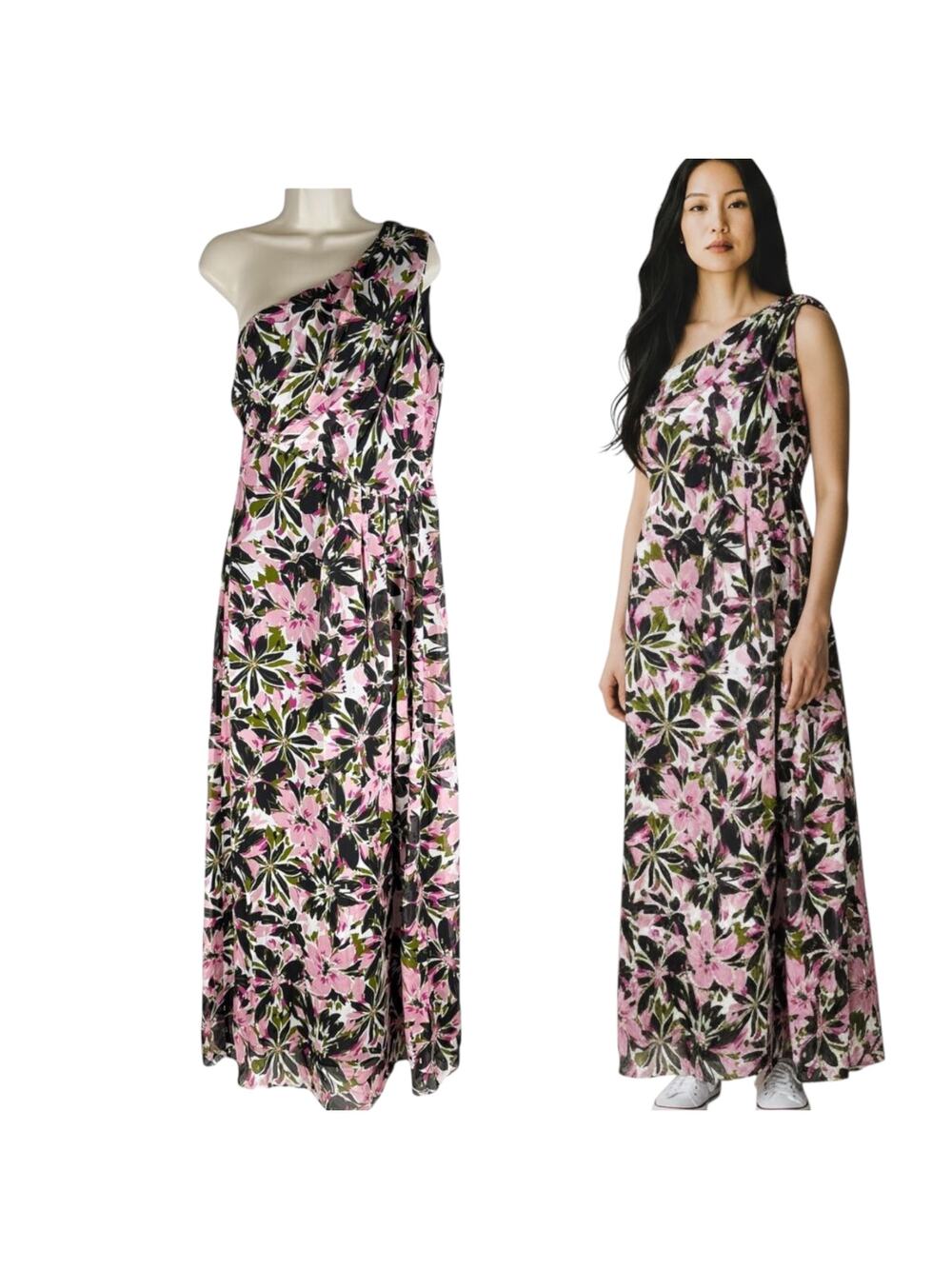 New Shoshanna Midnight Aster Floral Phoebe Maxi Dress Multi Color Size 6